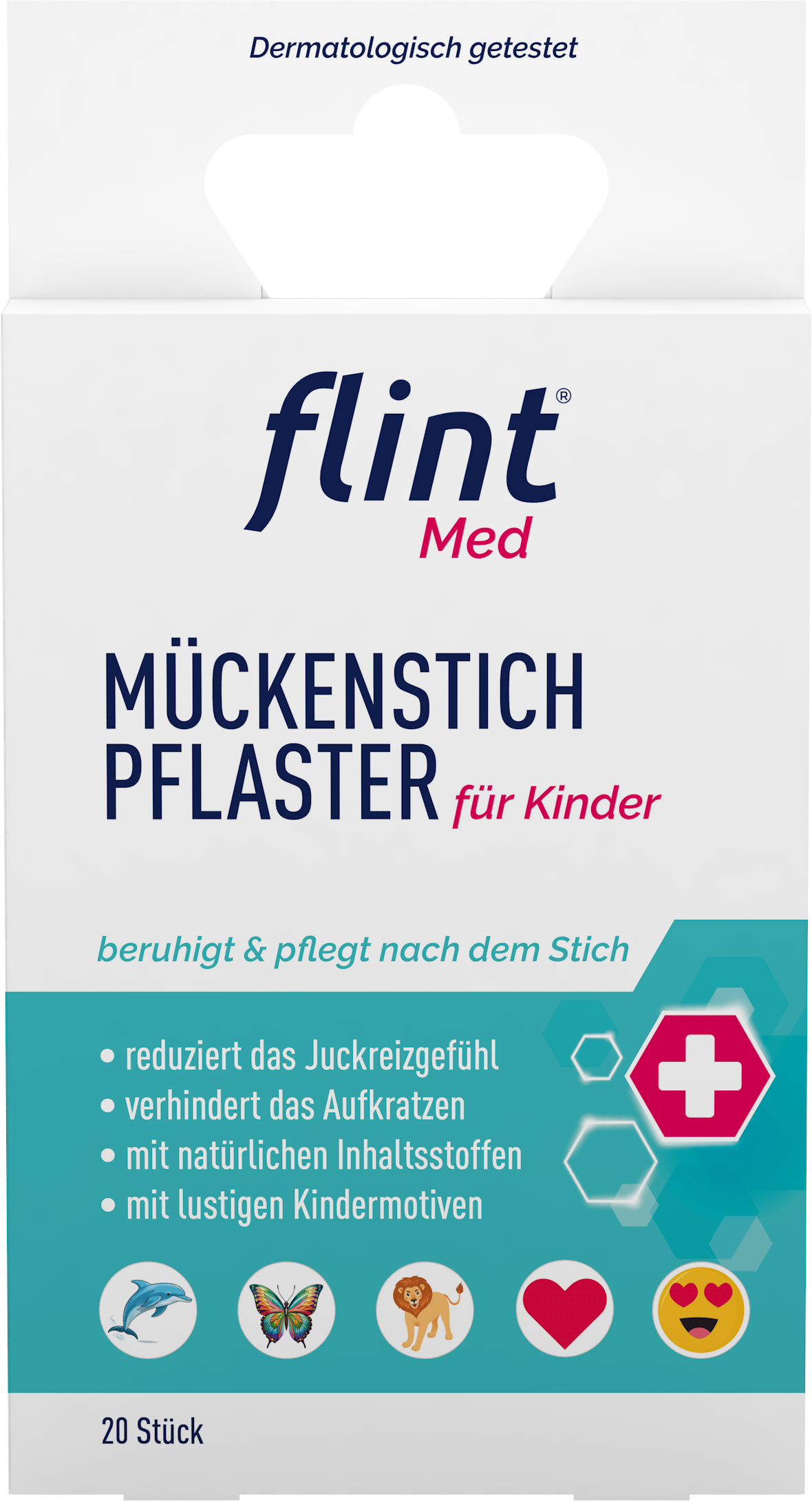 Abbildung Verpackung flint Med Mückenstich Pflaster Vorderseite