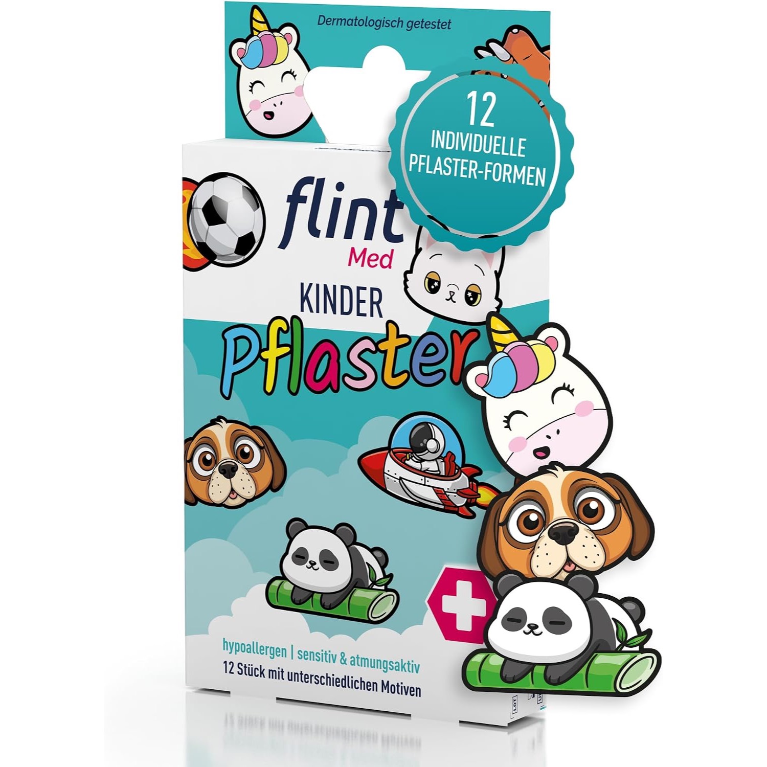 flint® Med Kinderpflaster, Packung mit 12 Stück in verschiedenen Motiven
